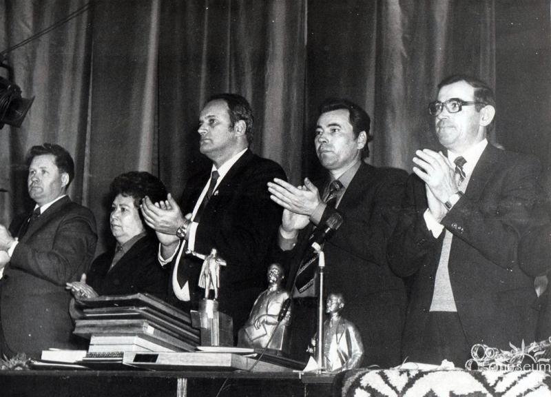 Presidium of the solemn meeting on the occasion of the 25th anniversary of Polotsk Fiberglass Plant. 1983
