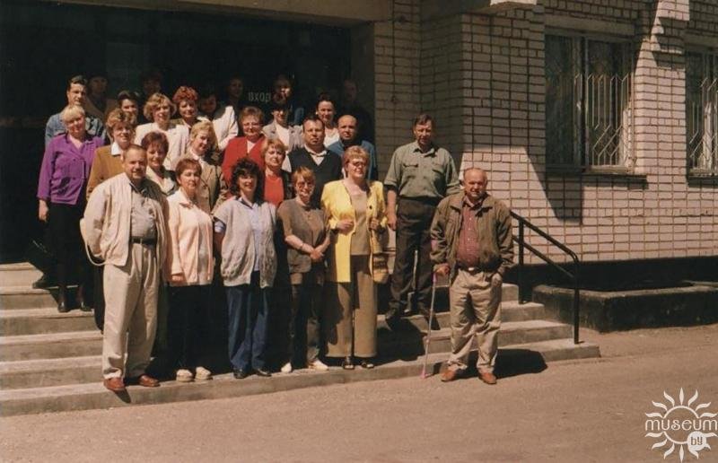 V.A. Kleymenov with former colleagues at the building of the Construction and Assembly Trust №22. 2005