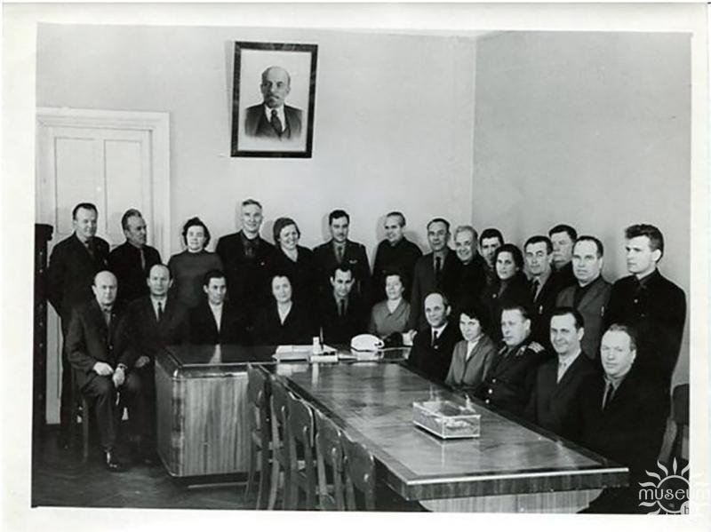 Employees of Polotsk City Executive Committee. N.A. Klepatskaya is sitting the fourth from the left. 1969