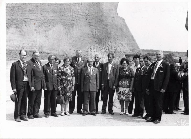 At ​​the opening of the Proryv (Breakthrough) Memorial Complex. P.K. Patsey is the sixth from the left. 1974