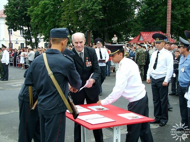 During the oath of a soldier of a military unit 5530. S.A. Pashkevich is the third from the left. August 2006
