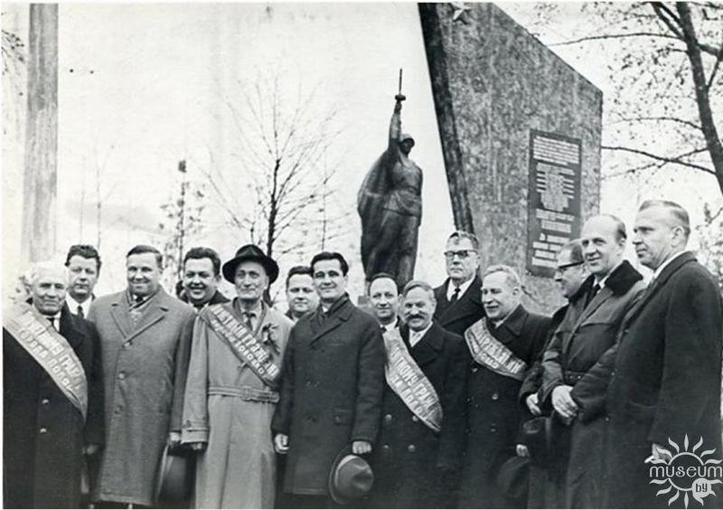 Solemn opening of the Monument to the Soldiers of the 1st Baltic Front. G.S. Petrov is the fifth from the right. 1967