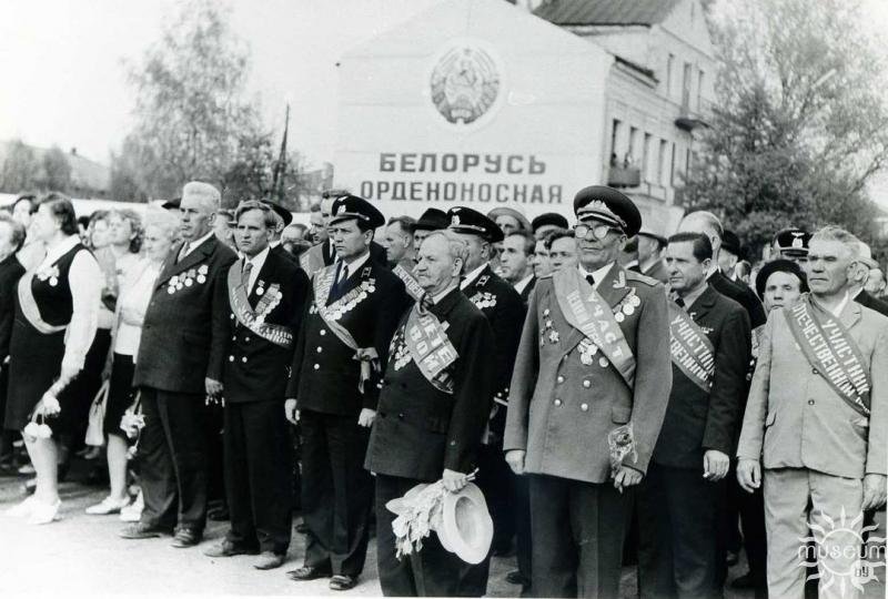 At ​​the Victory Day celebrations. G.S. Petrov is in the first row, the second from the right. 1984
