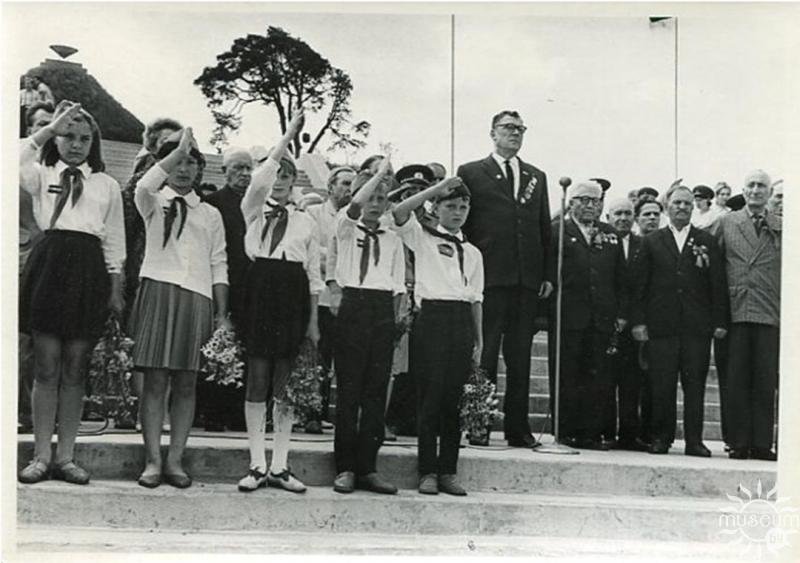Grand opening of the Mound of Immortality. G.S. Petrov is the second from the right. 1966